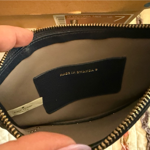 Navy Kate Spade Black Leather Studded Clutch - Picture 7 of 8